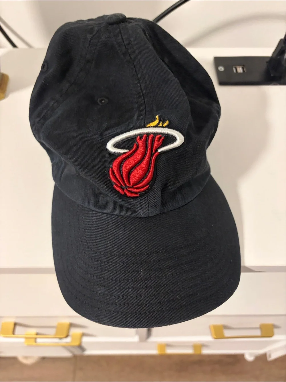 Vintage Miami heat Black Cap with Red Flame Patch